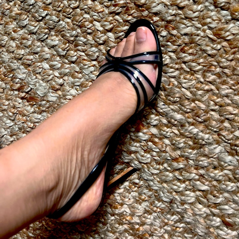 manolo blahnik 39 slingback Pvc Black